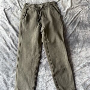 Olive Green Fleece Lined Jogger Sweatpants Elastic Waist